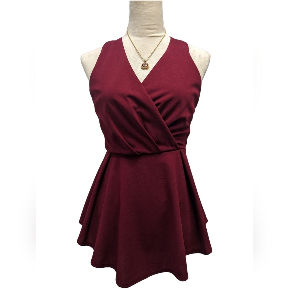 Dark red backless jumpsuit
